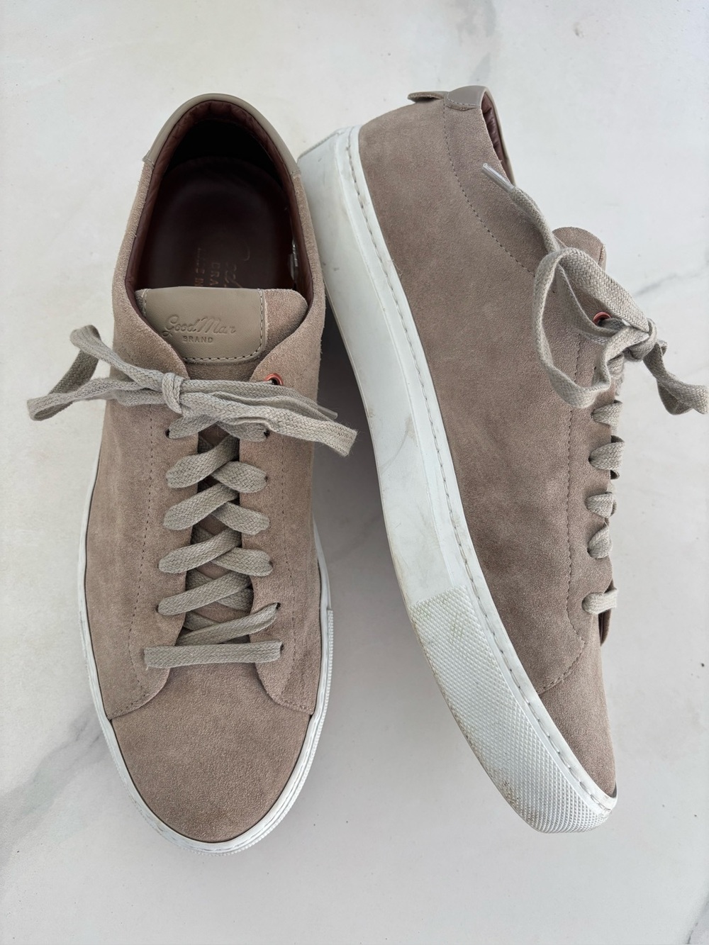 Good Man Brand Edge Lo-Top Premium Suede Sneakers Taupe Beige Men’s 10.5